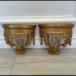 2 Detailed Wall Sconces Gold